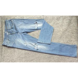7 For All Mankind Standard Straight Leg Jeans Men 34 x 34 Blue Destroyed Mid